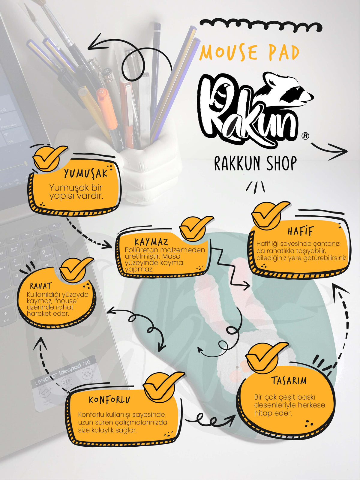 Kaktüs Desenli Mousepad