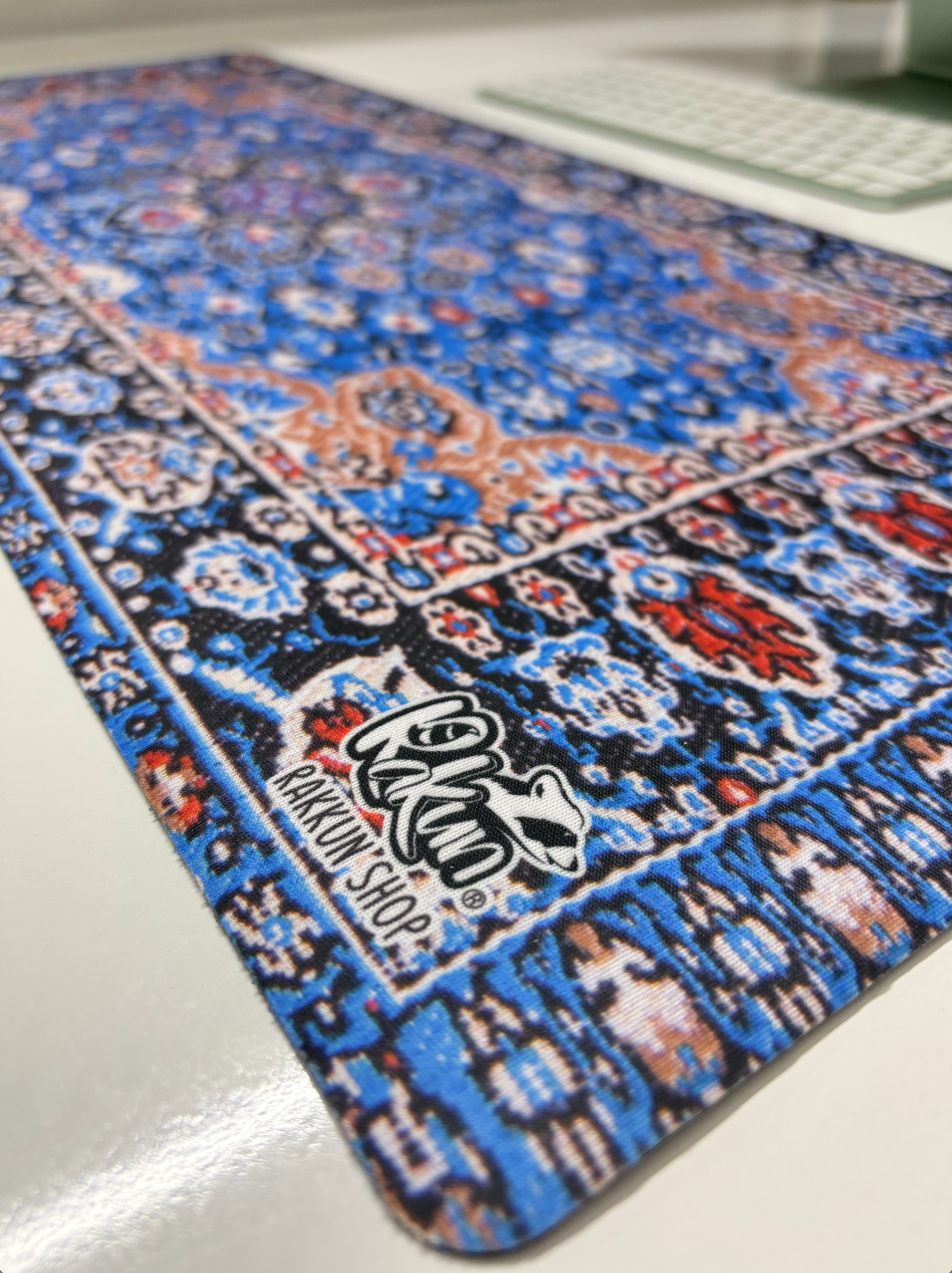 Mouse Pad, 30x70 cm, Mavi Halı Desen Baskılı, Kaymaz Taban, Bilek Destekli, Dikişsiz Kenar, Ergonomik, Ofis ve Oyuncular için (Mavi)